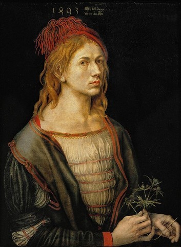 Альбрехт Дюрер. Автопортрет с чертополохом. 1493.jpg