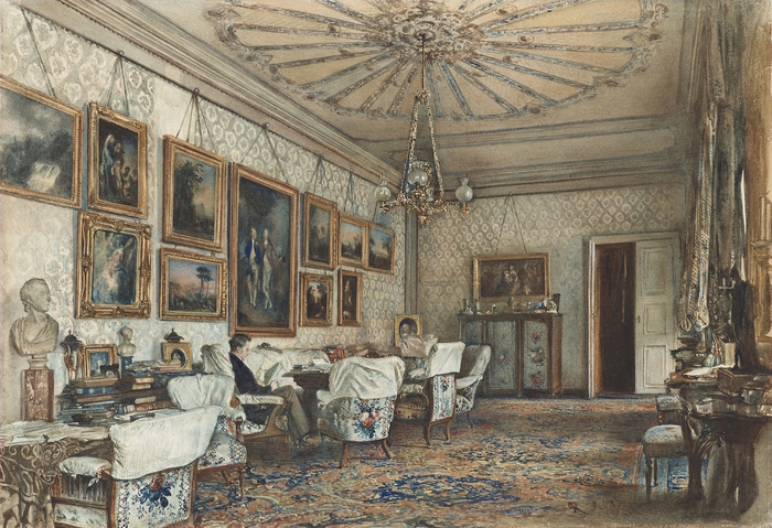 Рудольф фон Альт, Салон в квартире графа Ланкоровски в Вене (1869).jpg