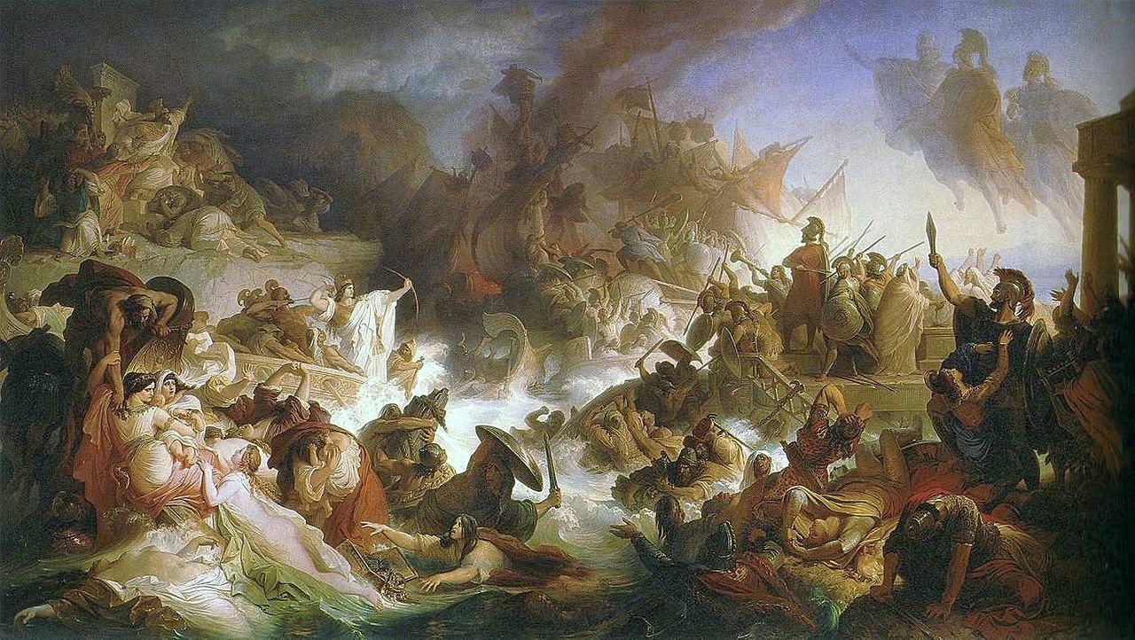 бавKaulbach,_Wilhelm_von_-_Die_Seeschlacht_bei_Salamis_-_1868.JPG