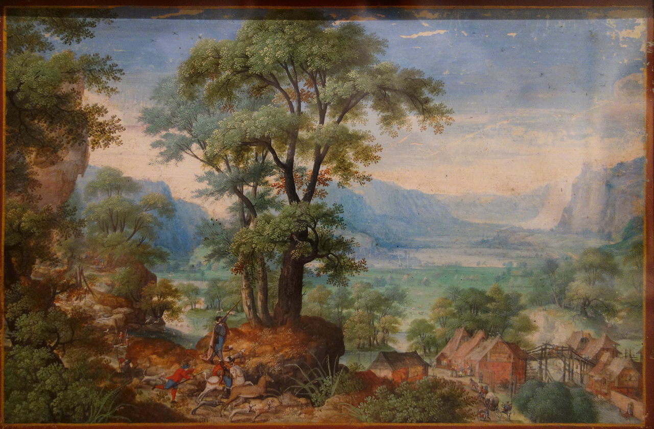 боулс амстердам Landscape_with_Hunters_by_Frans_Boels,_1588,_tempera_on_parchment_-.JPG