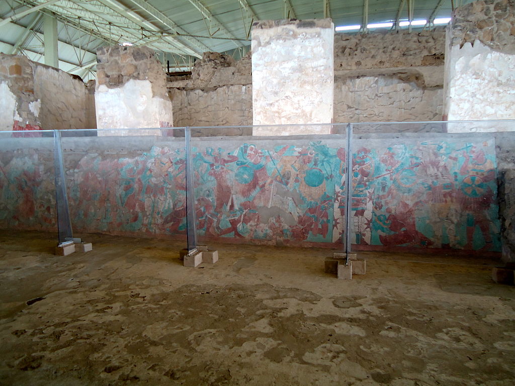 какаштла Mural_de_la_Batalla_en_Cacaxtla,_Tlaxcala.JPG