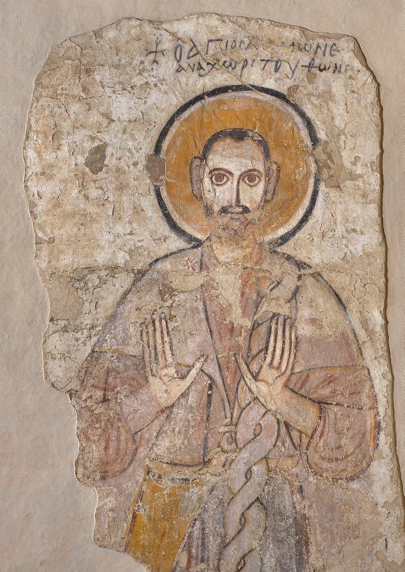 нубия 9-10Autor_nieznany,_Pustelnik_Amone_(Ammonios)_z_Tuna_el_Gebel._Malowidło_ścienne.jpg