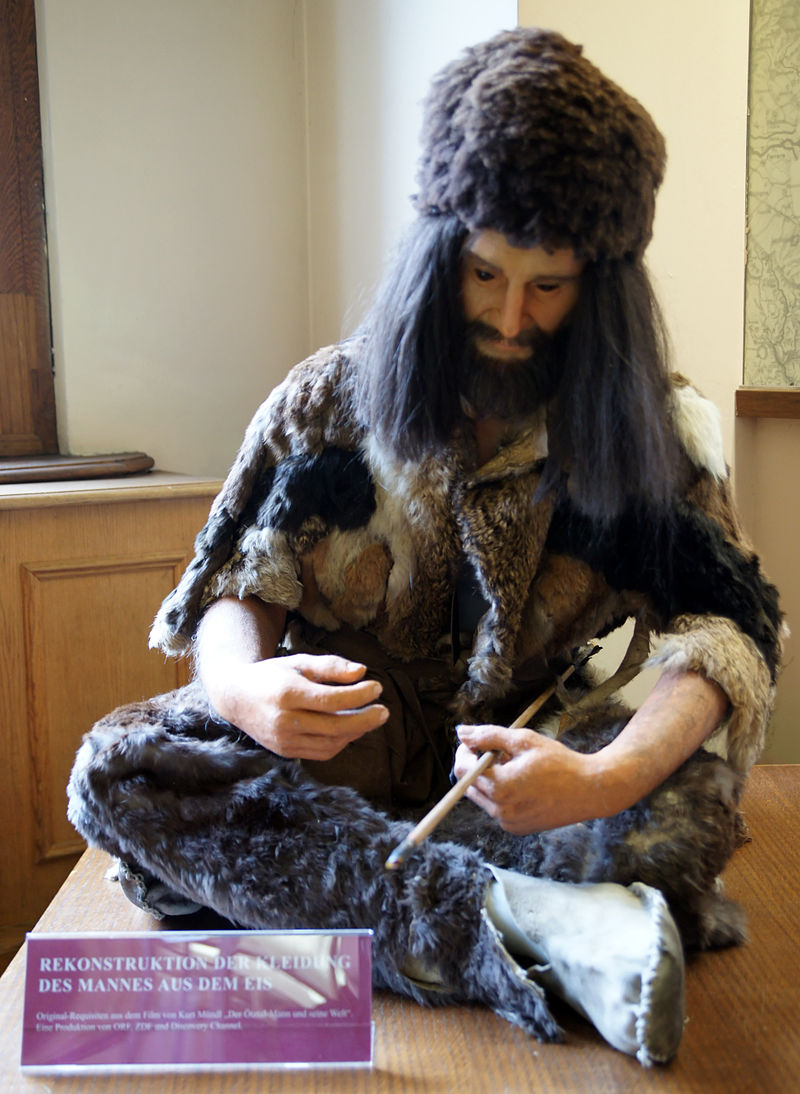 эци альпы 800px-Clothes_of_Ötzi,_Naturhistorisches_Museum_Wien.jpg
