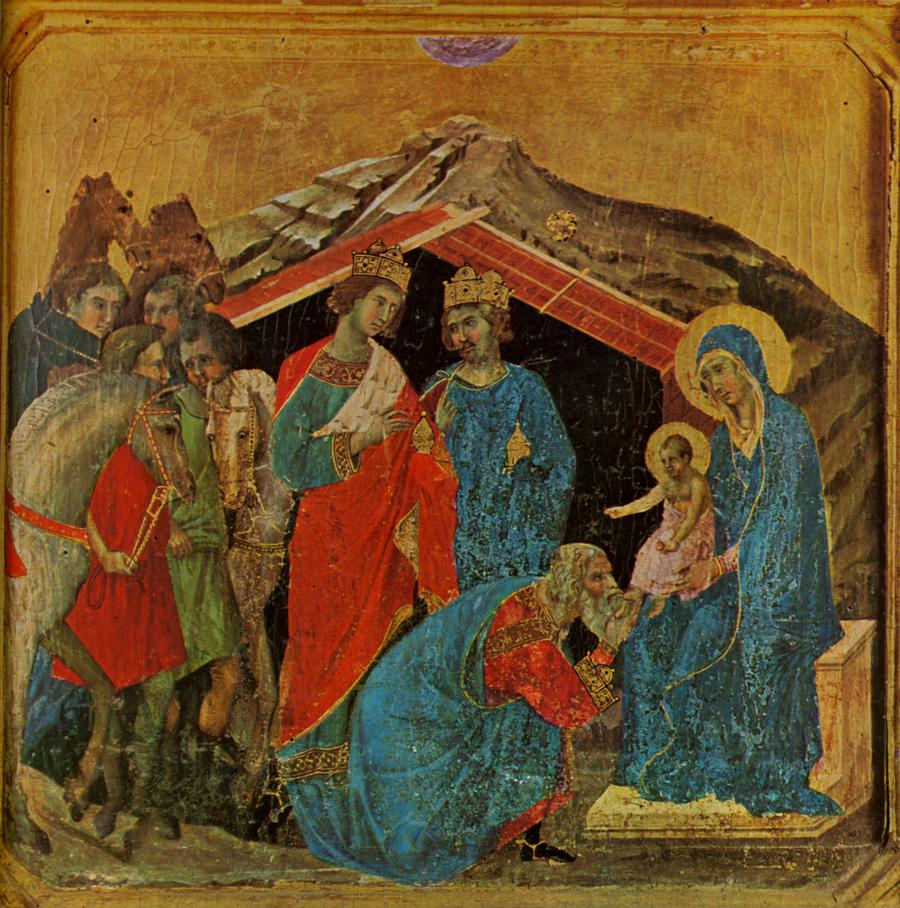 1308-1311  Duccio  ladoration des mages, scene de la predelle de la Mesta.jpg