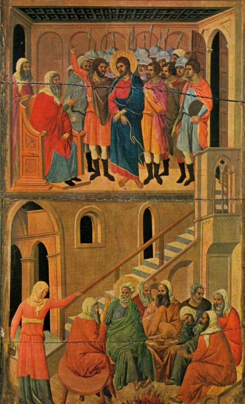 1308-1311  Duccio  Le Reniement De Saint-Pierre, Jesus Devant.jpg