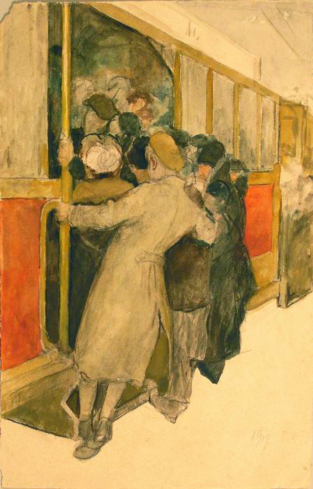 1919 Вахрамеев Александр Иванович (1874-1926) Посадка в трамвай — копия.jpg