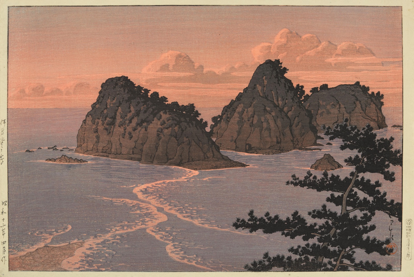 1937 (ок)_Остров Догасима в районе Идзу (Dogashima Island in Izu District)_27.5 х 40_ксилография.jpg