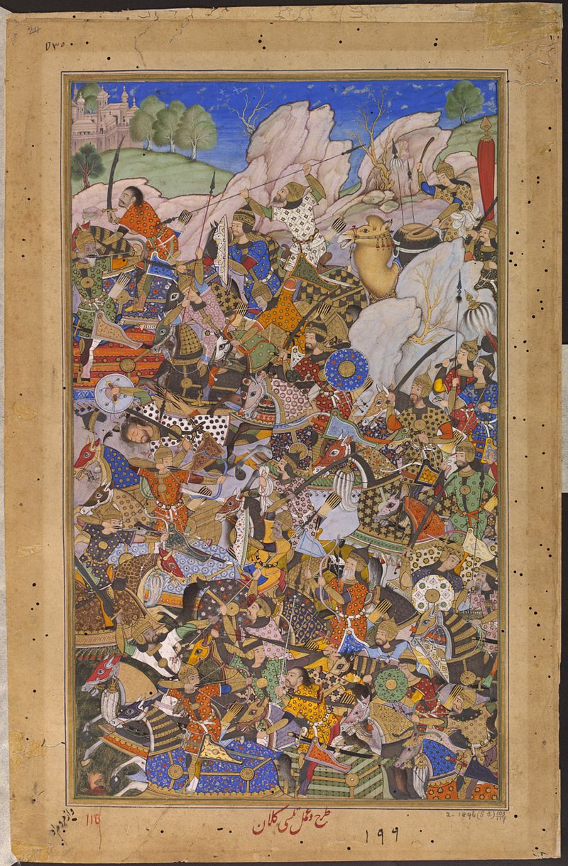 800px-1577-The_Battle_Preceding_the_Capture_of_the_Fort_at_Bundi_Rajasthan-Akbarnama.jpg