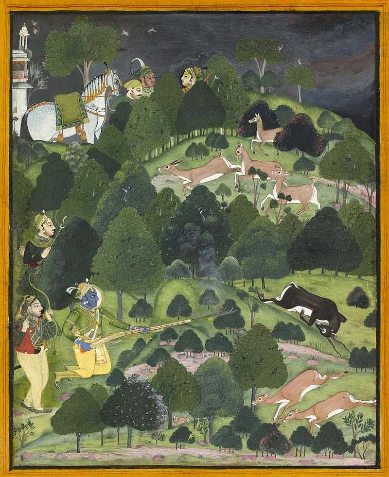 800px-22_Krishna_Hunting_Black_Buck,_Bundi_1770-75_Francesca_Galloway_coll..jpg