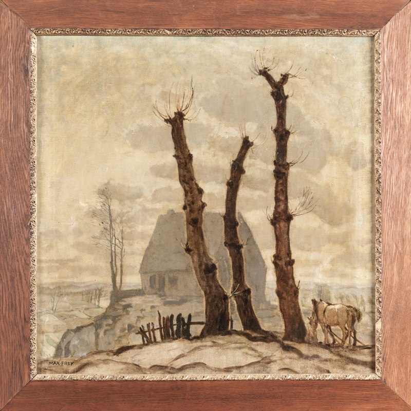 800px-Max_Frey_Bauernhaus_im_Morgennebel_grasender_Ackergaul_bei_drei_kahlen_Bäumen.jpg