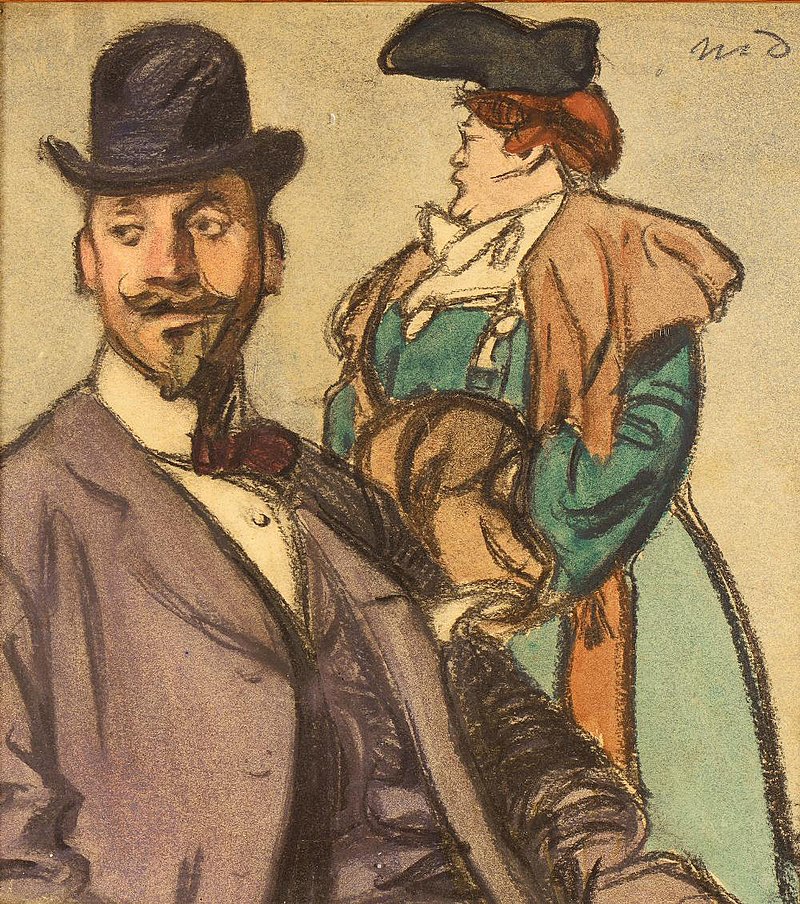 800px-Maxime_Dethomas_-_Homme_au_melon_et_femme_à_la_manchette_(c.1905).jpg