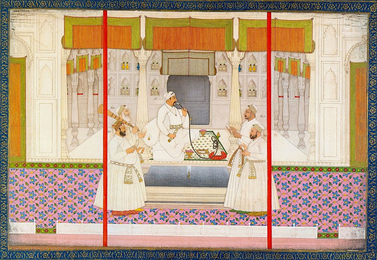 Chitarman_II,_Emperor_Muhammad_Shah_smoking_huqqah,_ca._1730,.jpg