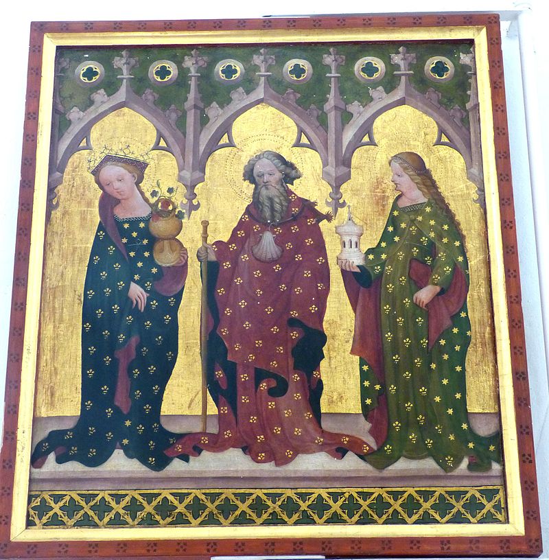 Dornheim_Bachkirche_-_Großer_Flügelaltar_2_Dorothea,_Jakob._Barbara.jpg