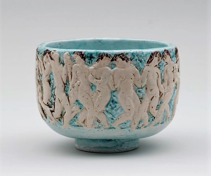 EdouardCAZAUX1889-1974etsonatelier-Coupeenfaïenceàdécorenreliefémaillé....jpg