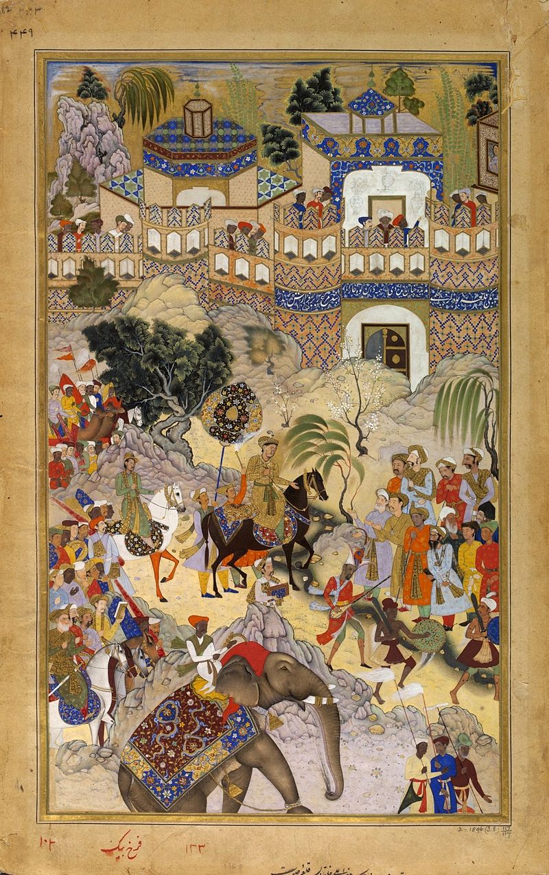 Farrukh_Beg._Akbar's_Triumphal_Entry_into_Surat._Akbarnama,_1590-95,.jpg