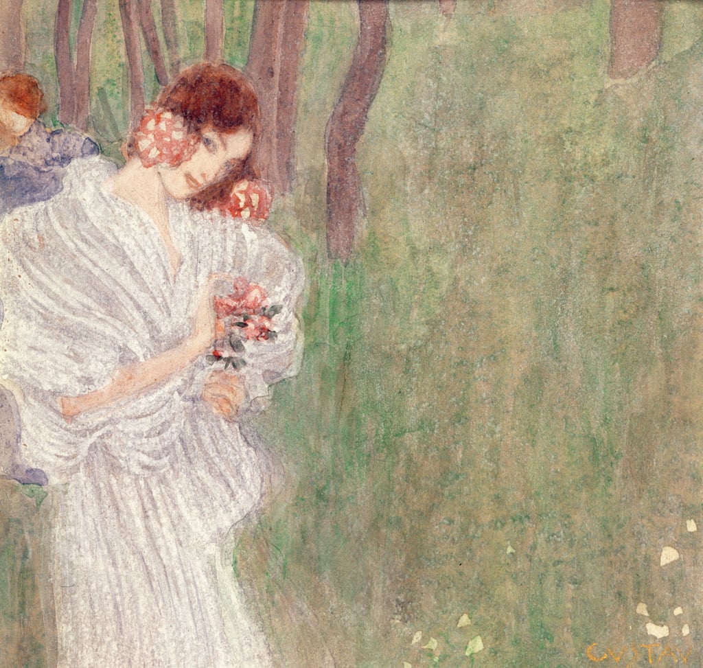 Gustav Klimt - Girl in a White Dress Standing in a Forest  - (MeisterDrucke-218311).jpg