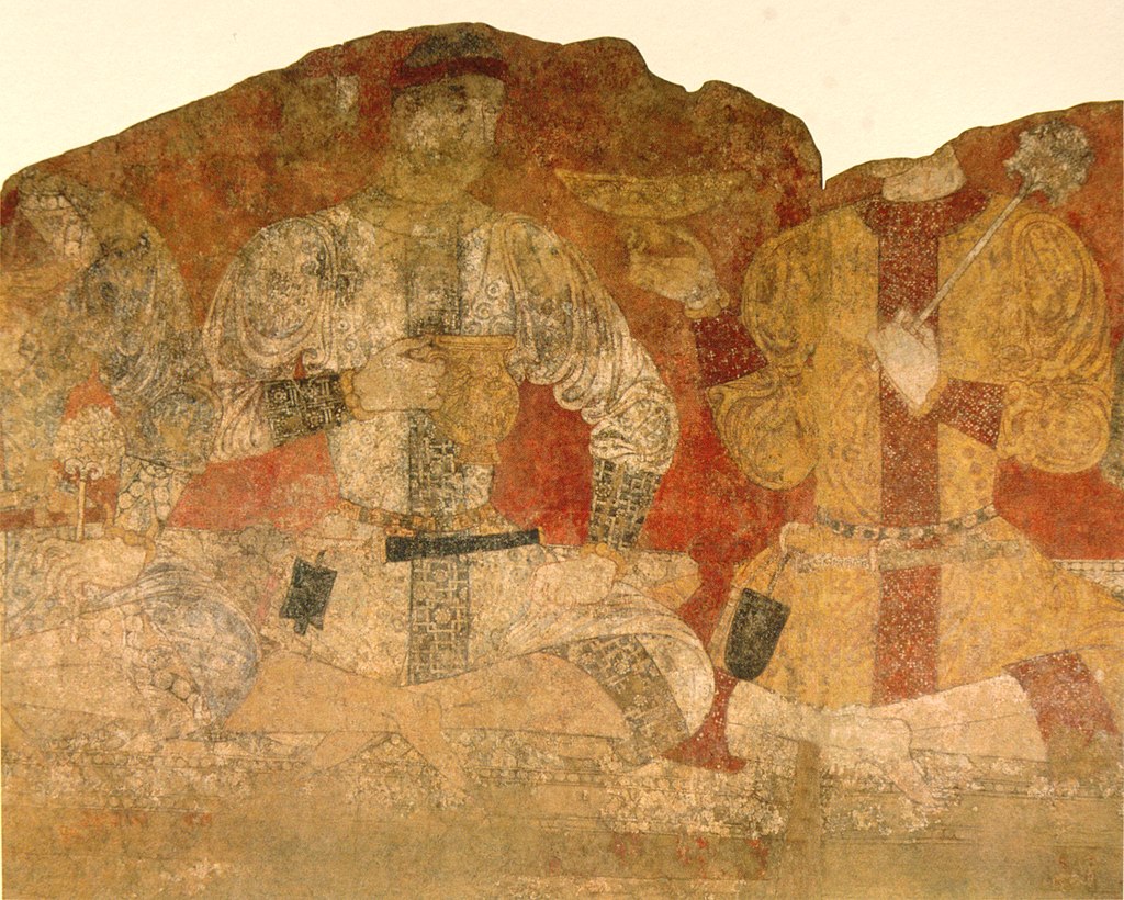 Hommes_au_banquet,_pigment_sur_plâtre,_Penjikent,_Tadjikistan.jpg