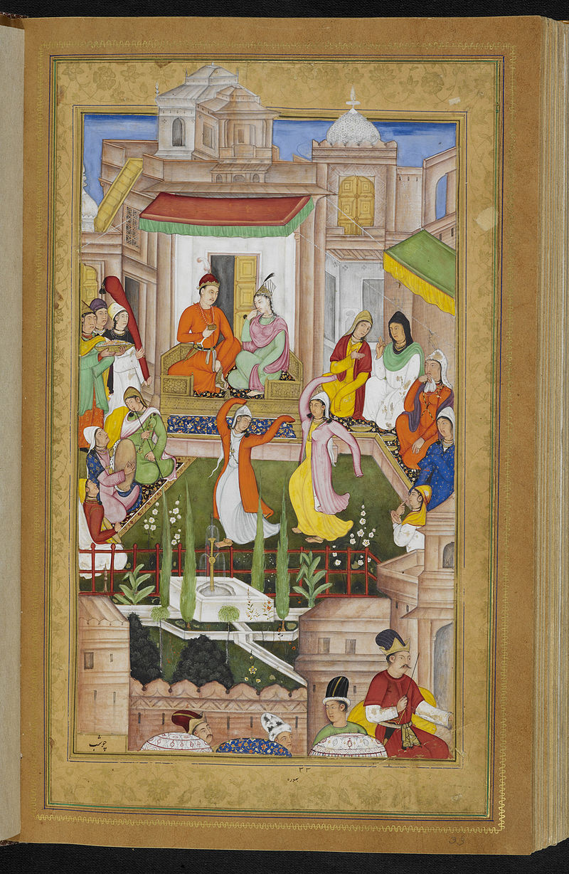 Iskandar_with_Nushaba_being_entertained_-_Khamsa_(1595),_f.244v_-_BL_Or._12208.jpg