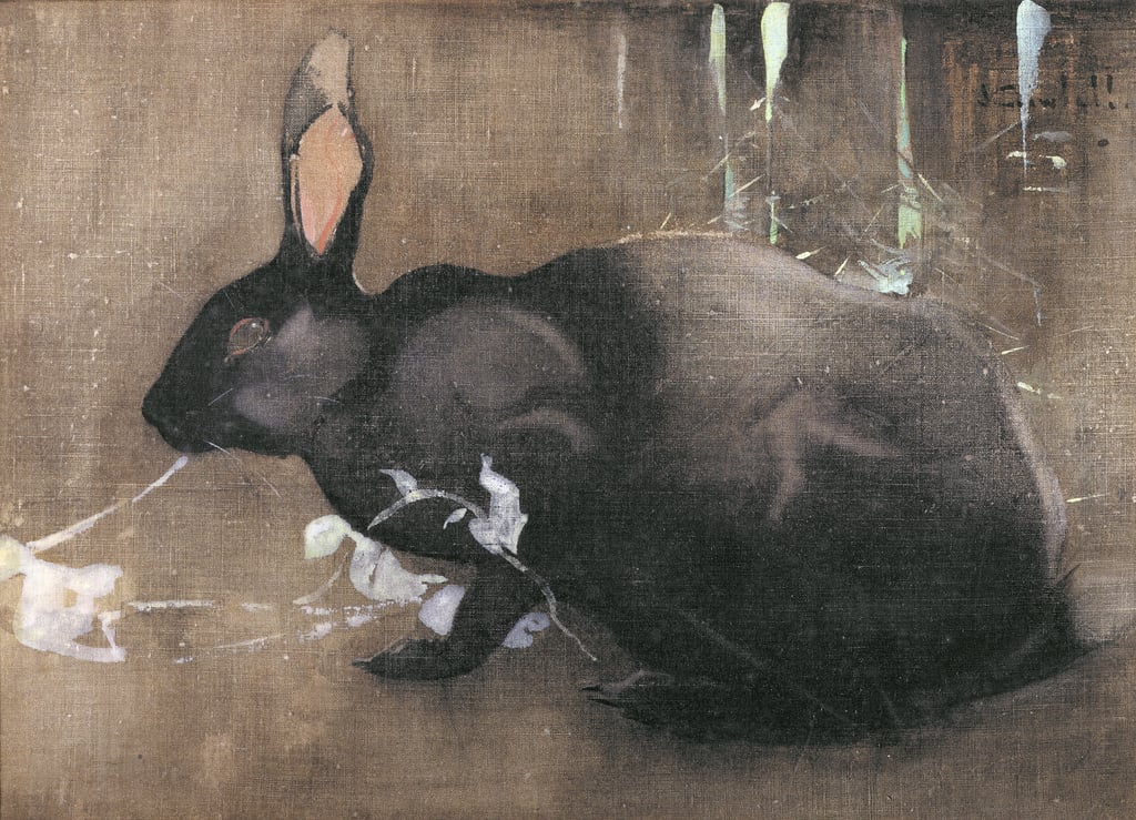 Joseph Crawhall - A Black Rabbit (bodycolour on linen) - (MeisterDrucke-85262).jpg