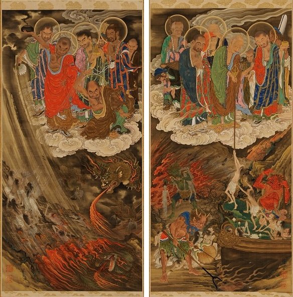 Kano KazunobuThe_Six_Realms,_Hell,_Five_Hundred_Arhats,_Scrolls_21_&_22.jpg