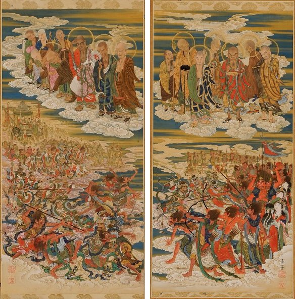 Kano KazunobuThe_Six_Realms,_Warring_Spirits,_Five_Hundred_Arhats,_Scrolls_31_&_32.jpg