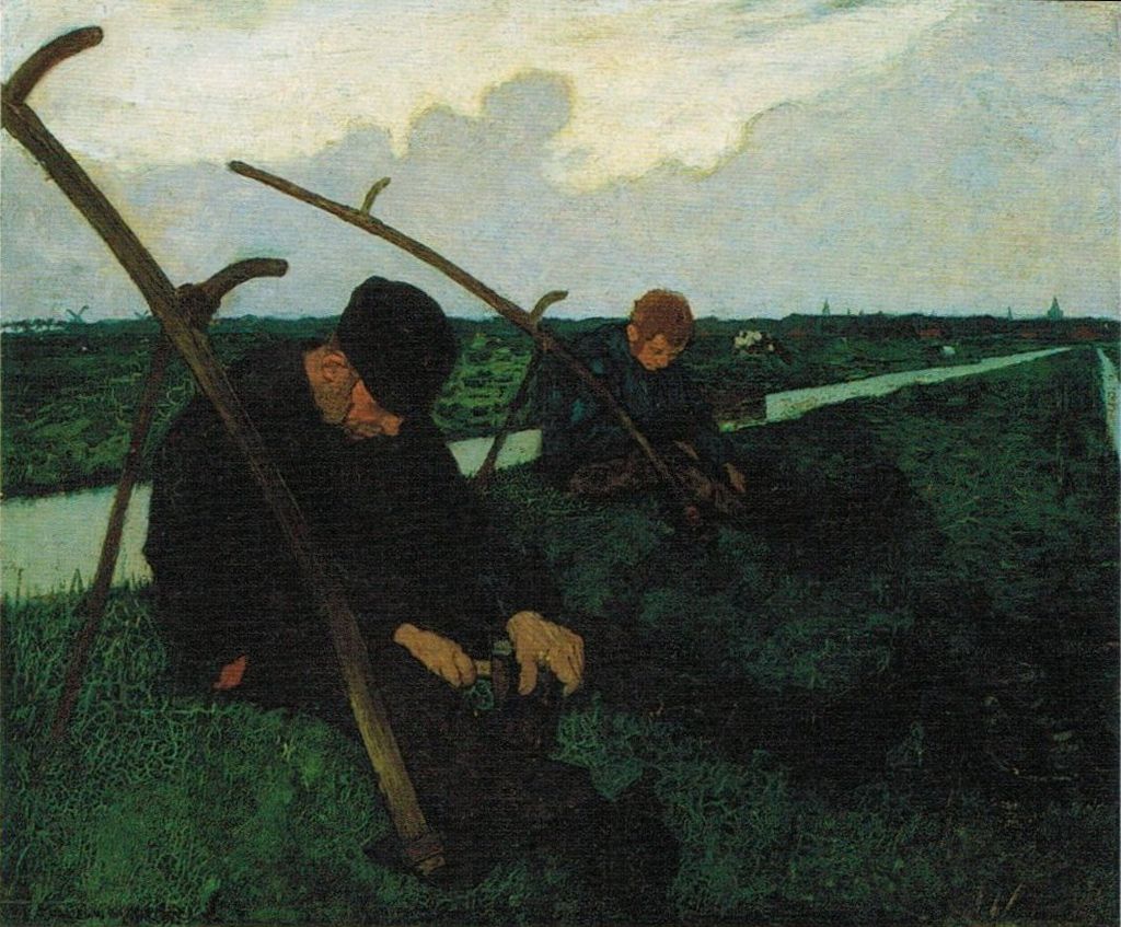 'Scythe_Menders,_Holland',_oil_on_canvas_painting_by_Charles_W._Bartlett,_1912,_.jpg