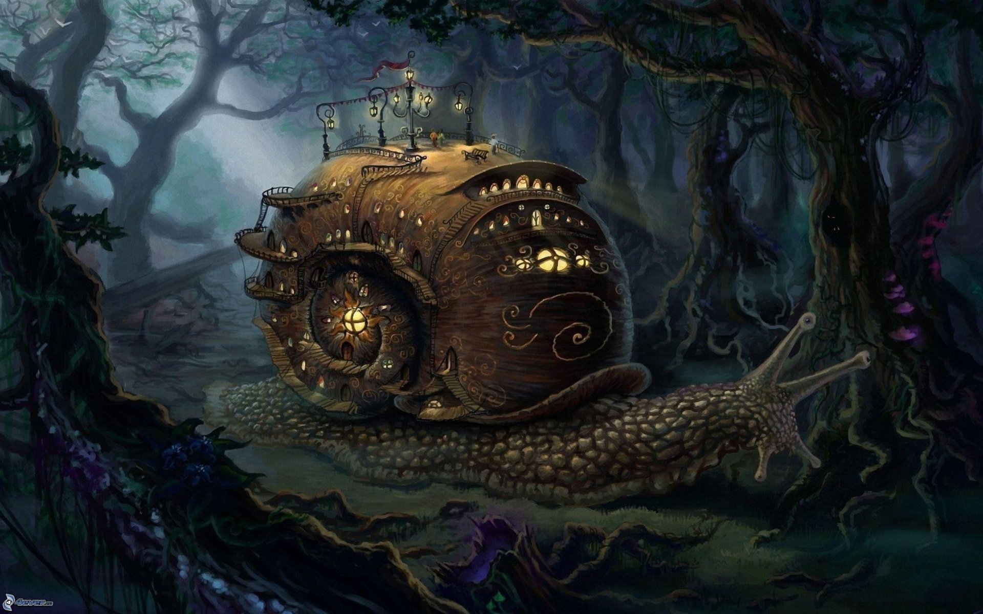 slimak,-kresleny-dom,-tmavy-les,-fantasy-175908.jpg