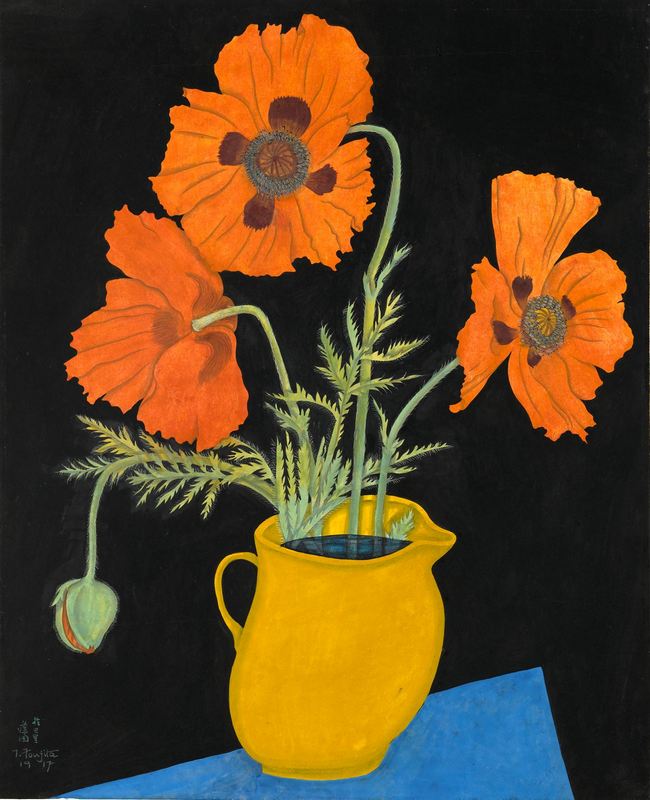 Tsugouharu-Foujita-PoppiesinaYellowJug-362014T161851.jpg