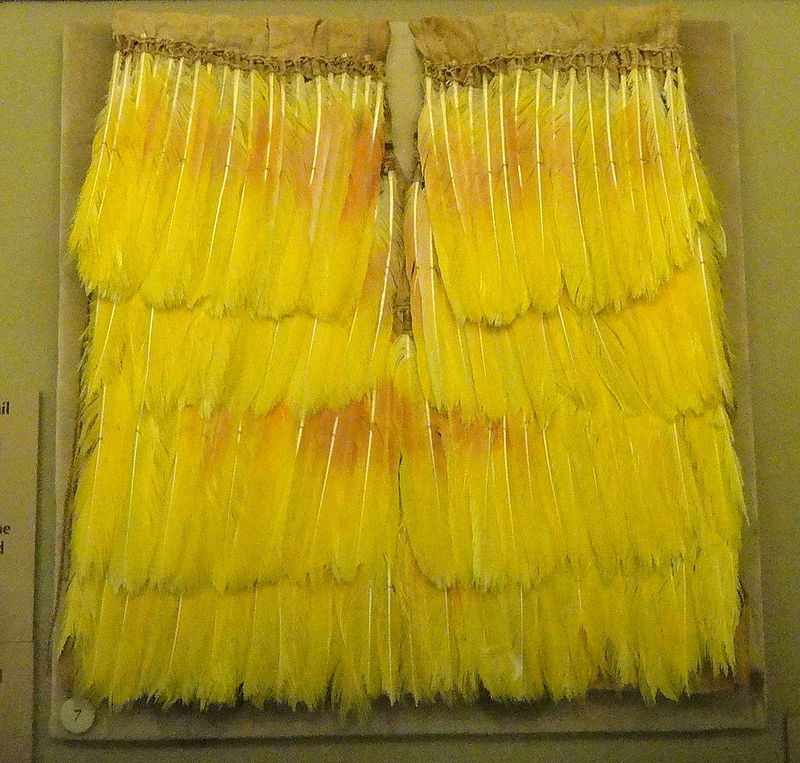Tunic,_probably_Chan_Chan,_amazona_parrot_feathers_treated_with_tapirage_-_Chimu_objects_in.JPG