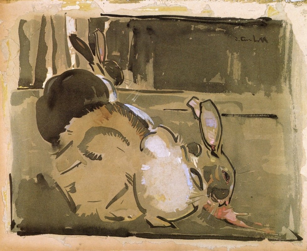 Two-Rabbits-Joseph-Crawhall-oil-paintingп.jpeg