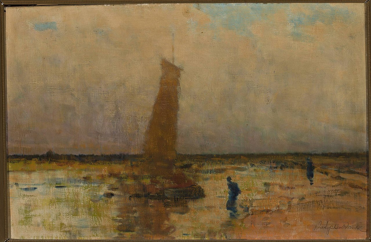 Władysław_Wankie_-_Sail_boat_at_the_sea_coast_-_MP_952_MNW_-_National_Museum_in_Warsaw.jpg