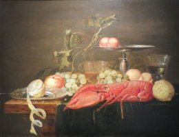 «Натюрморт с ветчиной, омаром и фруктами», Яна Давидса де Хема. Около 1660.jpg